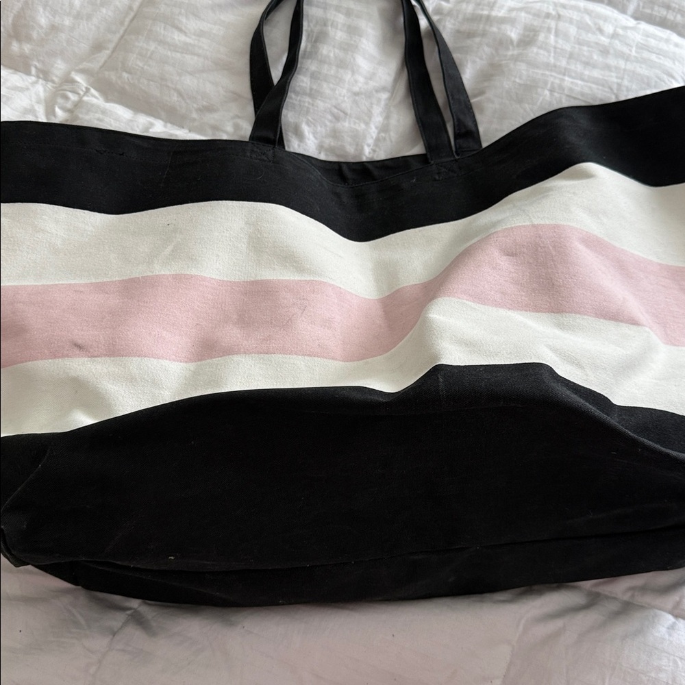 Victoria's Secret Striped Tote in Black, Pink, and White - Picture 2 of 5